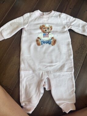 Ralph Lauren Pale Pink Teddy Bear Footie